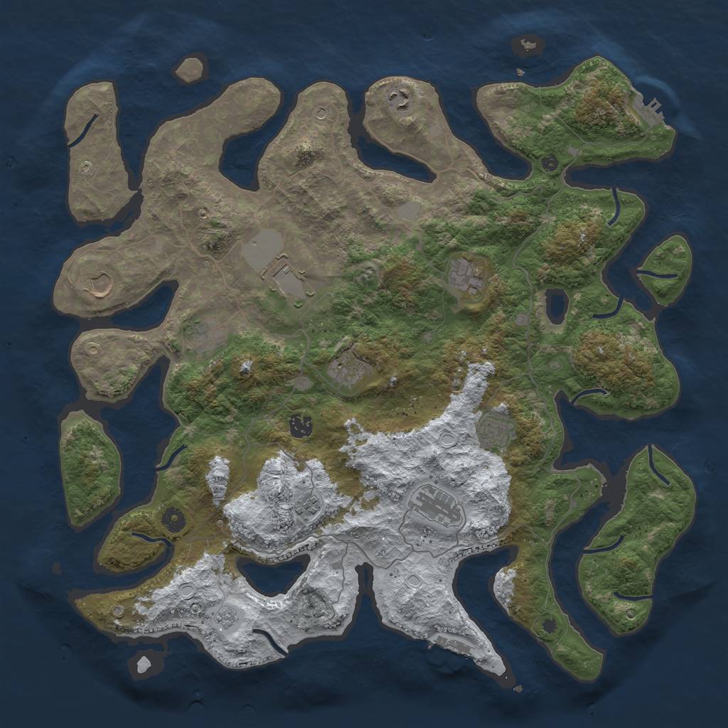 Rust Map: Procedural Map, Size: 4500, Seed: 1358864, 19 Monuments