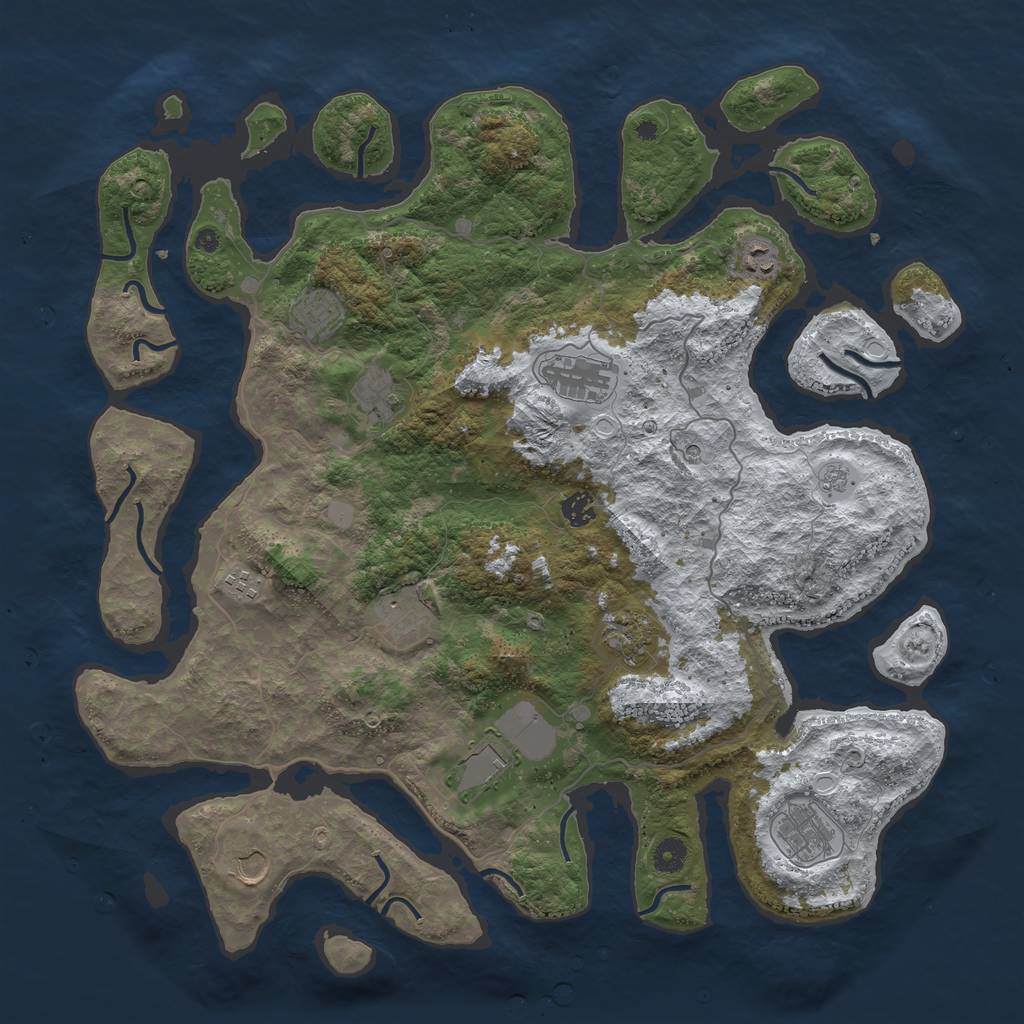 Rust Map: Procedural Map, Size: 4500, Seed: 4461738, 18 Monuments