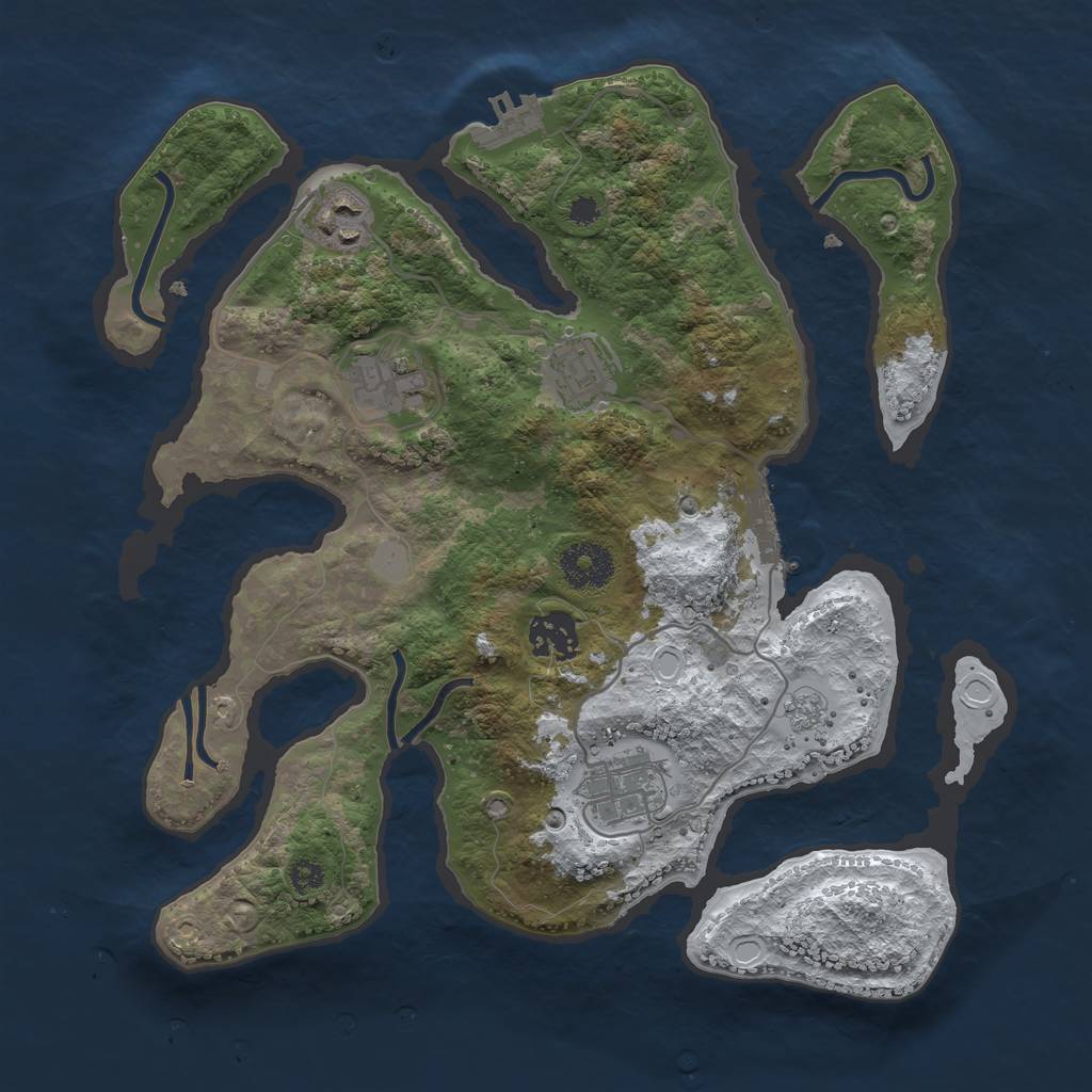 Rust Map: Procedural Map, Size: 3200, Seed: 24692469, 13 Monuments