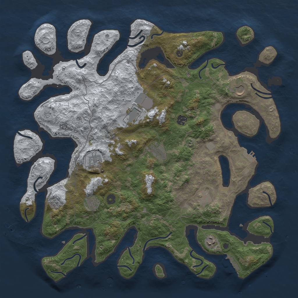 Rust Map: Procedural Map, Size: 4500, Seed: 3309716, 18 Monuments