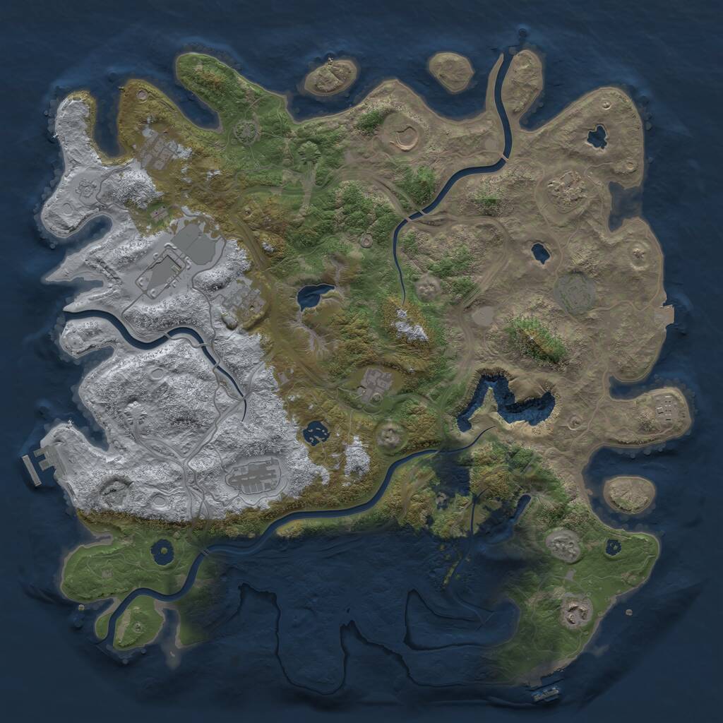 Rust Map: Procedural Map, Size: 4500, Seed: 4962388, 17 Monuments