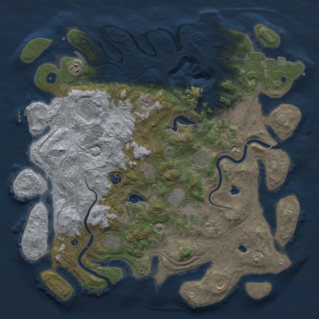 Rust Map: Procedural Map, Size: 4500, Seed: 2143891, 17 Monuments