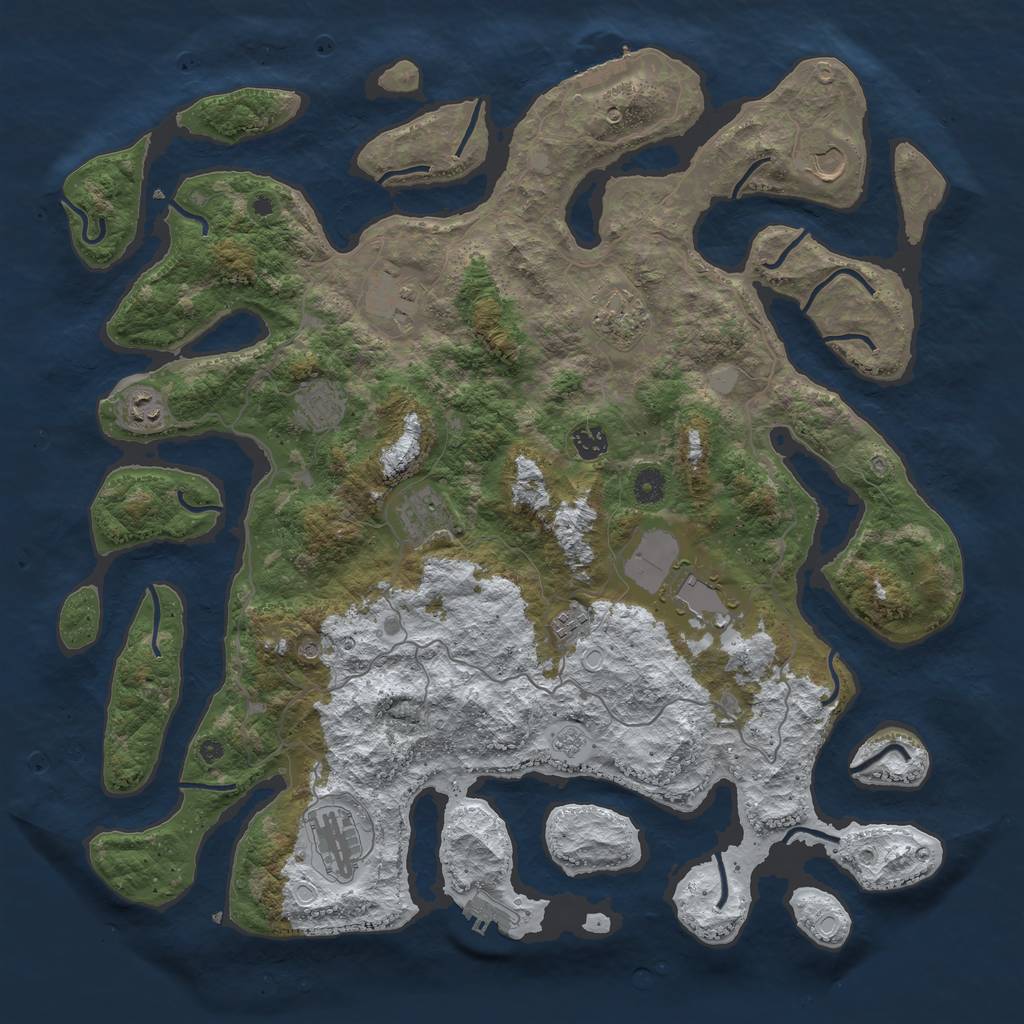 Rust Map: Procedural Map, Size: 4500, Seed: 3206134, 19 Monuments