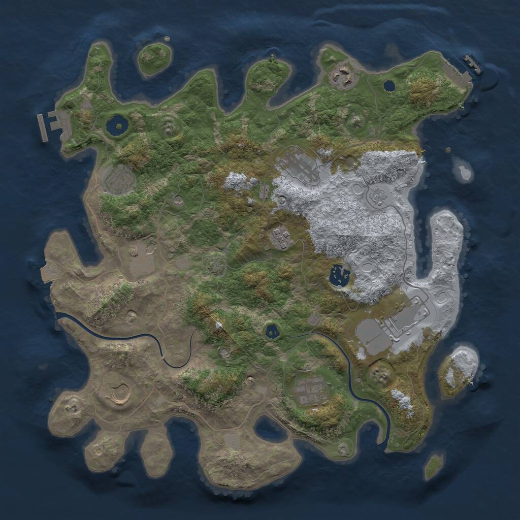 Rust Map: Procedural Map, Size: 3700, Seed: 5635857, 15 Monuments