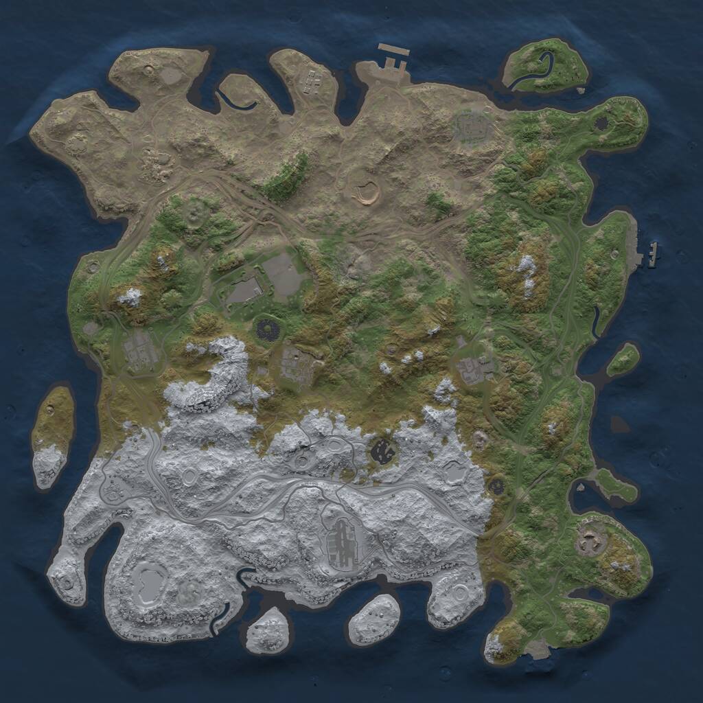 Rust Map: Procedural Map, Size: 4500, Seed: 707231, 17 Monuments