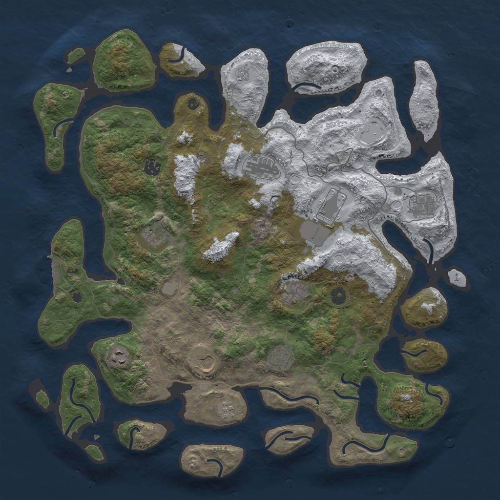 Rust Map: Procedural Map, Size: 4500, Seed: 3588064, 18 Monuments