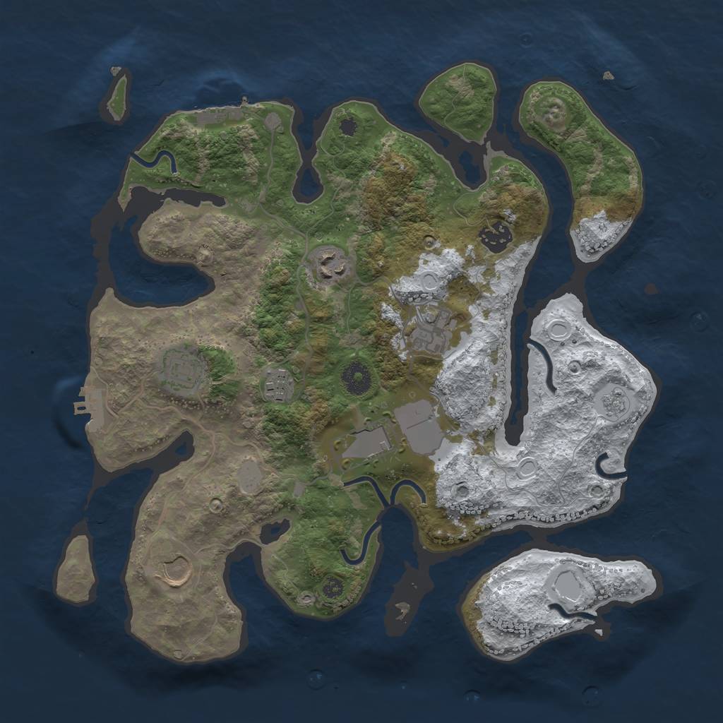 Rust Map: Procedural Map, Size: 3500, Seed: 383667, 15 Monuments