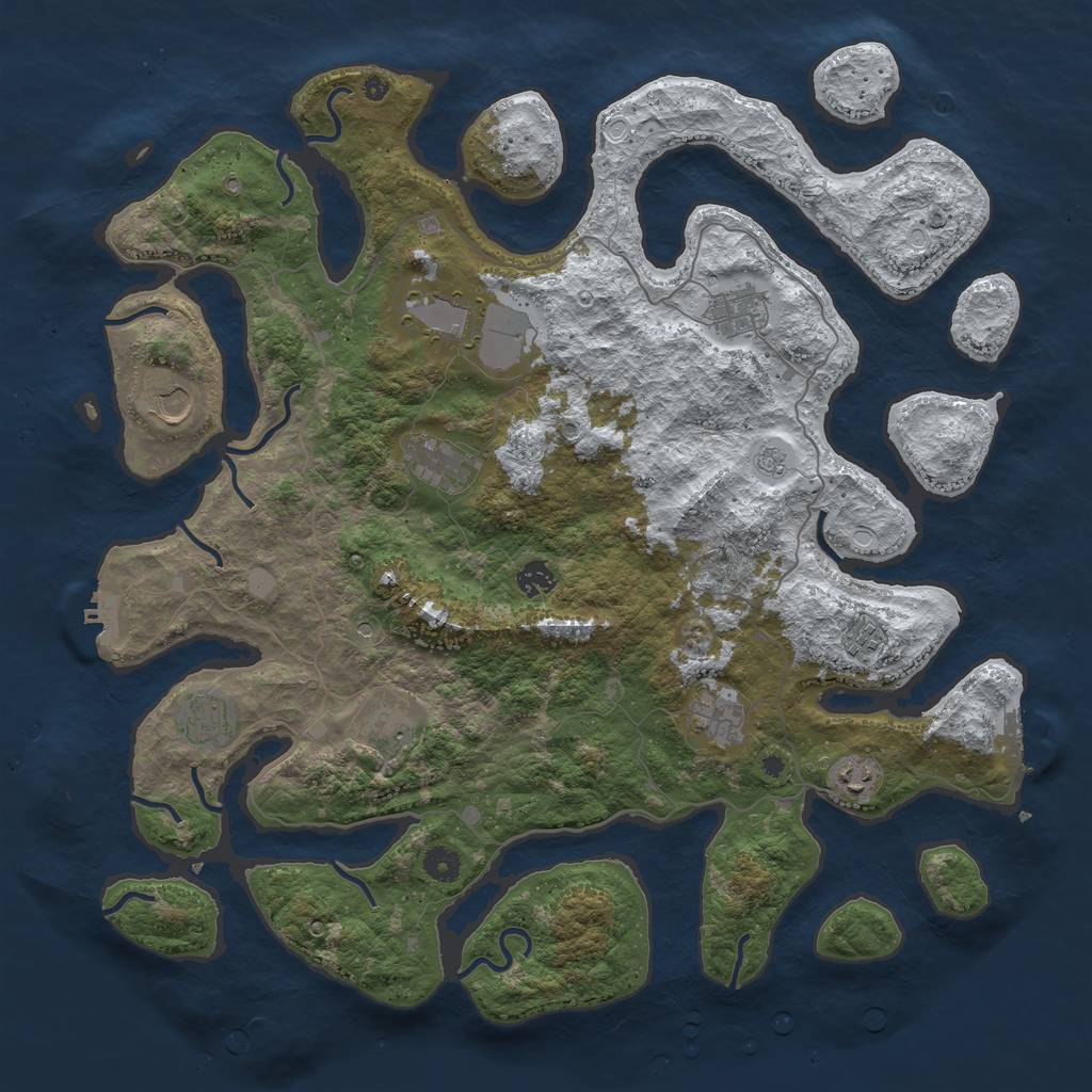 Rust Map: Procedural Map, Size: 4500, Seed: 5158546, 19 Monuments