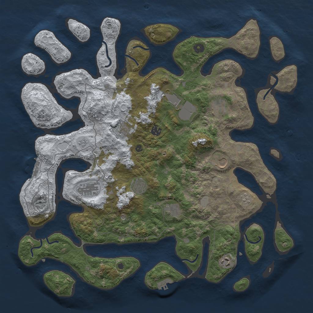 Rust Map: Procedural Map, Size: 4500, Seed: 5660969, 19 Monuments