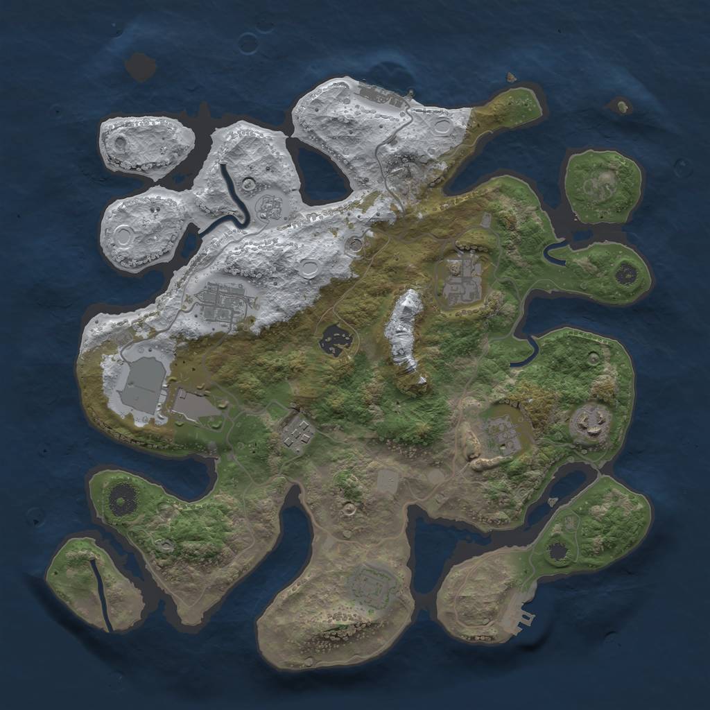 Rust Map: Procedural Map, Size: 3500, Seed: 1564915, 17 Monuments