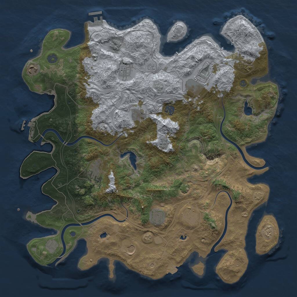 Rust Map: Procedural Map, Size: 4500, Seed: 4873224, 19 Monuments
