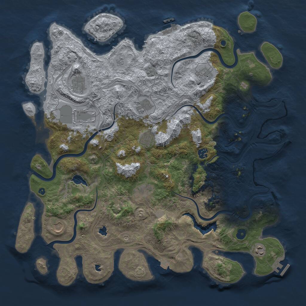 Rust Map: Procedural Map, Size: 4500, Seed: 800867, 16 Monuments