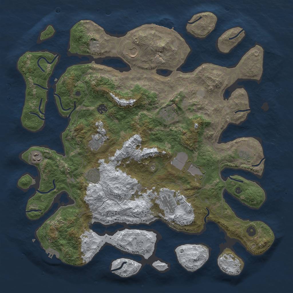 Rust Map: Procedural Map, Size: 4500, Seed: 4420509, 19 Monuments
