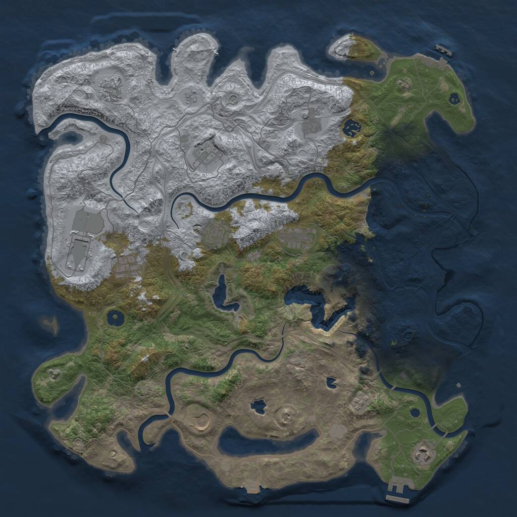 Rust Map: Procedural Map, Size: 4500, Seed: 4111283, 17 Monuments