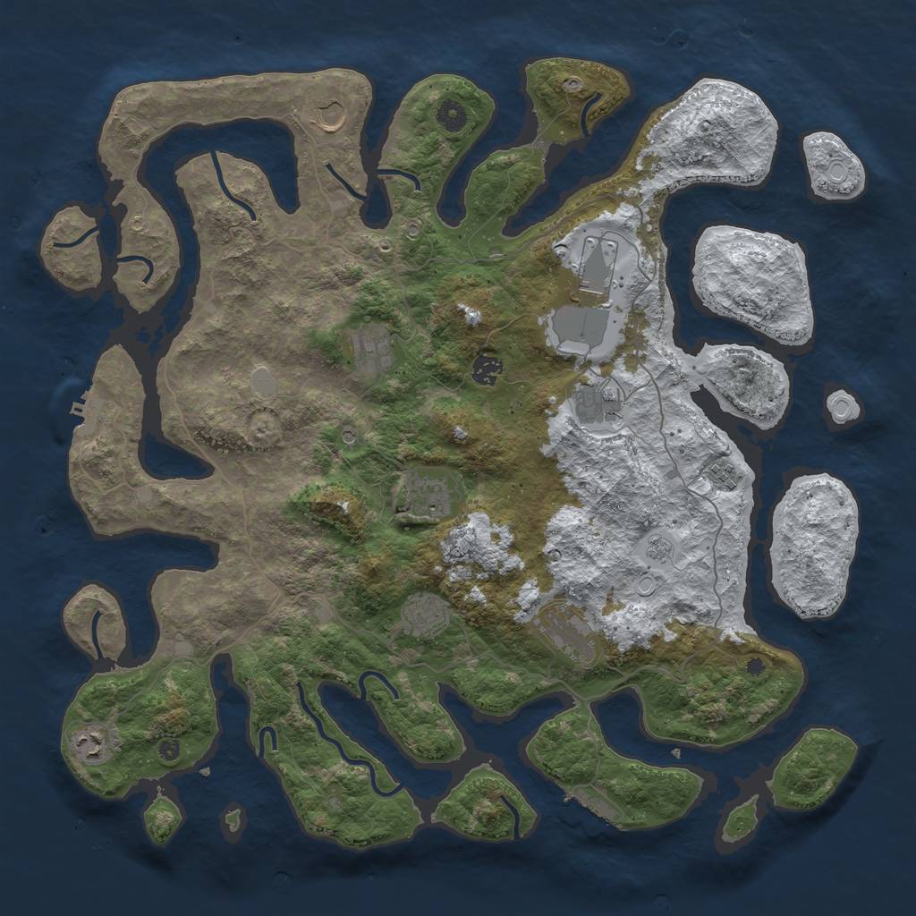 Rust Map: Procedural Map, Size: 4500, Seed: 5081666, 19 Monuments