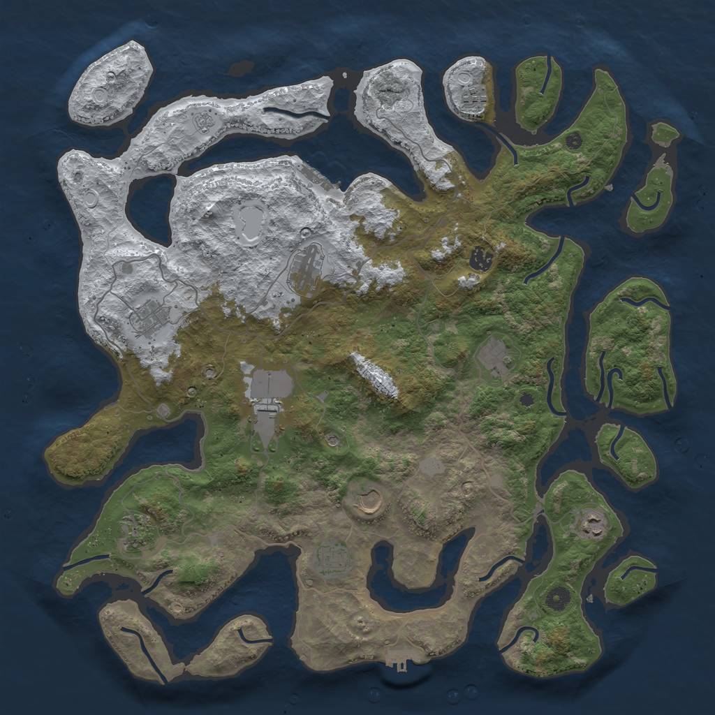 Rust Map: Procedural Map, Size: 4500, Seed: 6357383, 19 Monuments