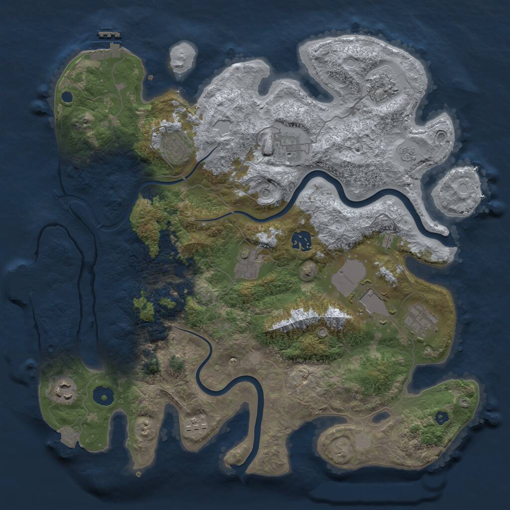 Rust Map: Procedural Map, Size: 3700, Seed: 1490519, 15 Monuments