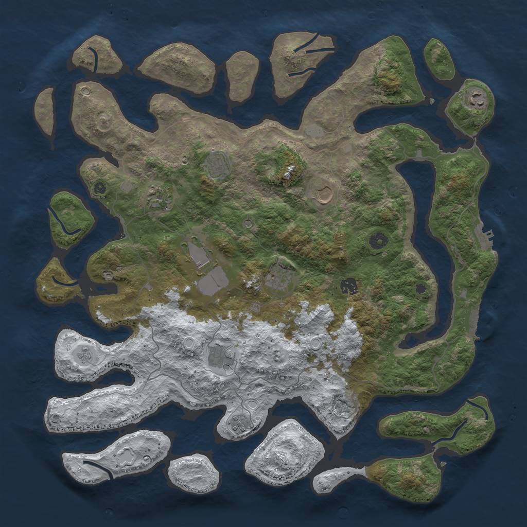 Rust Map: Procedural Map, Size: 4500, Seed: 1222948, 18 Monuments