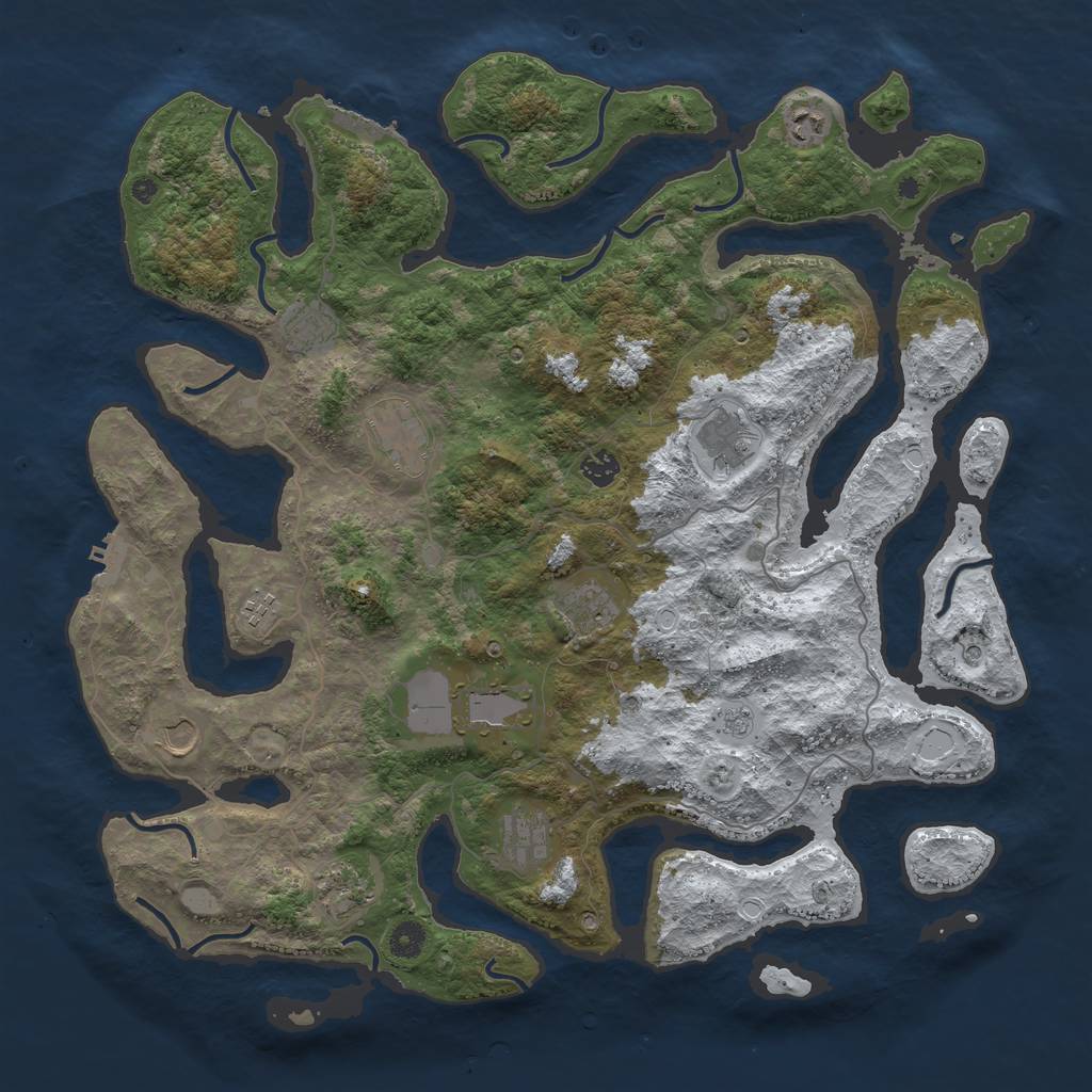 Rust Map: Procedural Map, Size: 4500, Seed: 1585614, 20 Monuments
