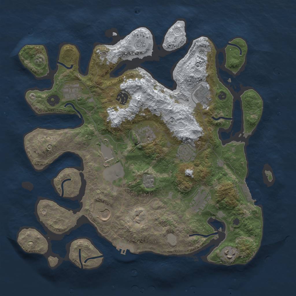Rust Map: Procedural Map, Size: 3700, Seed: 1810216, 19 Monuments