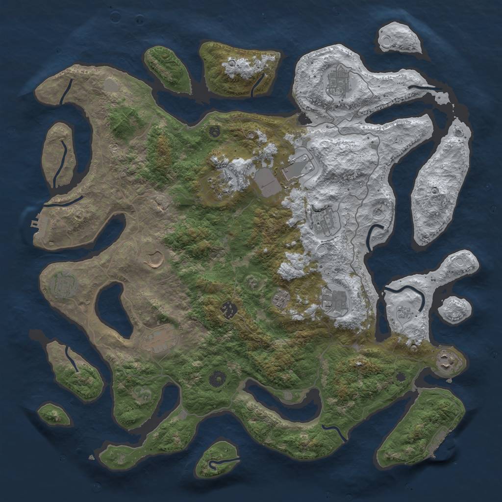 Rust Map: Procedural Map, Size: 4500, Seed: 1150843, 20 Monuments