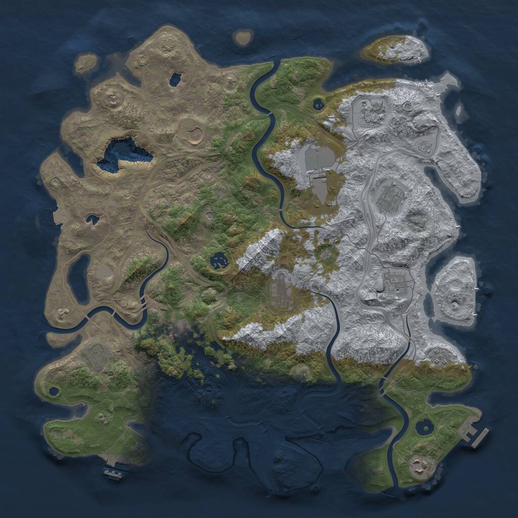 Rust Map: Procedural Map, Size: 4500, Seed: 5276087, 17 Monuments