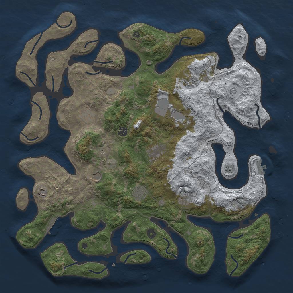 Rust Map: Procedural Map, Size: 4500, Seed: 2381369, 19 Monuments