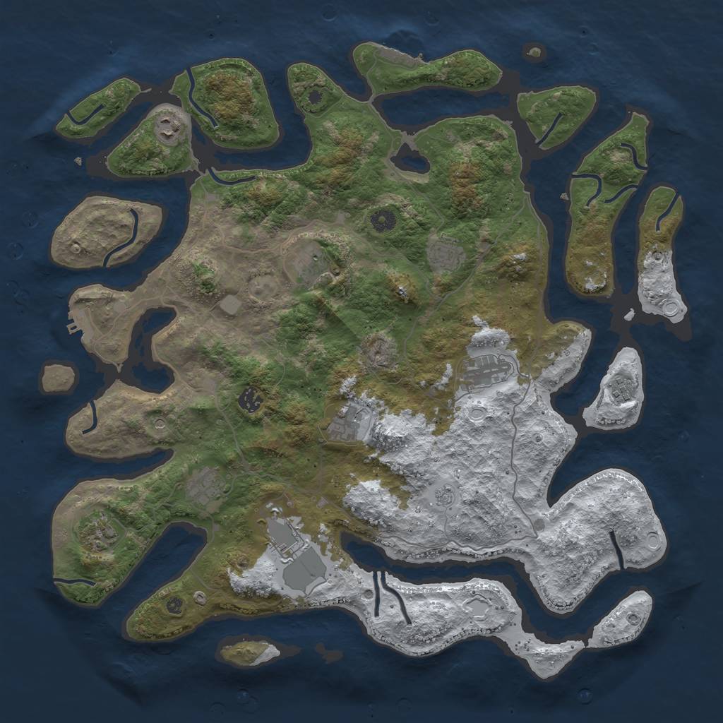 Rust Map: Procedural Map, Size: 4500, Seed: 3731287, 19 Monuments