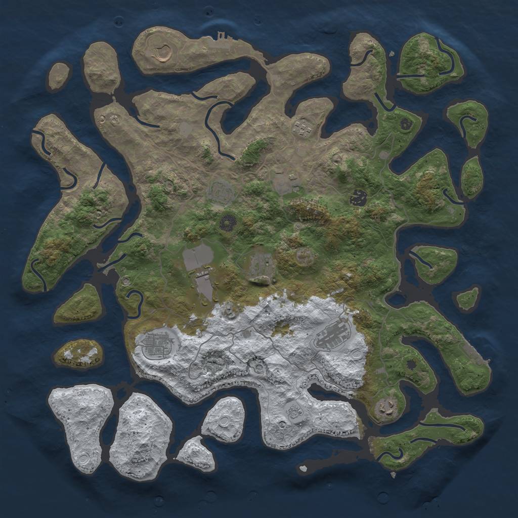 Rust Map: Procedural Map, Size: 4500, Seed: 3194096, 19 Monuments