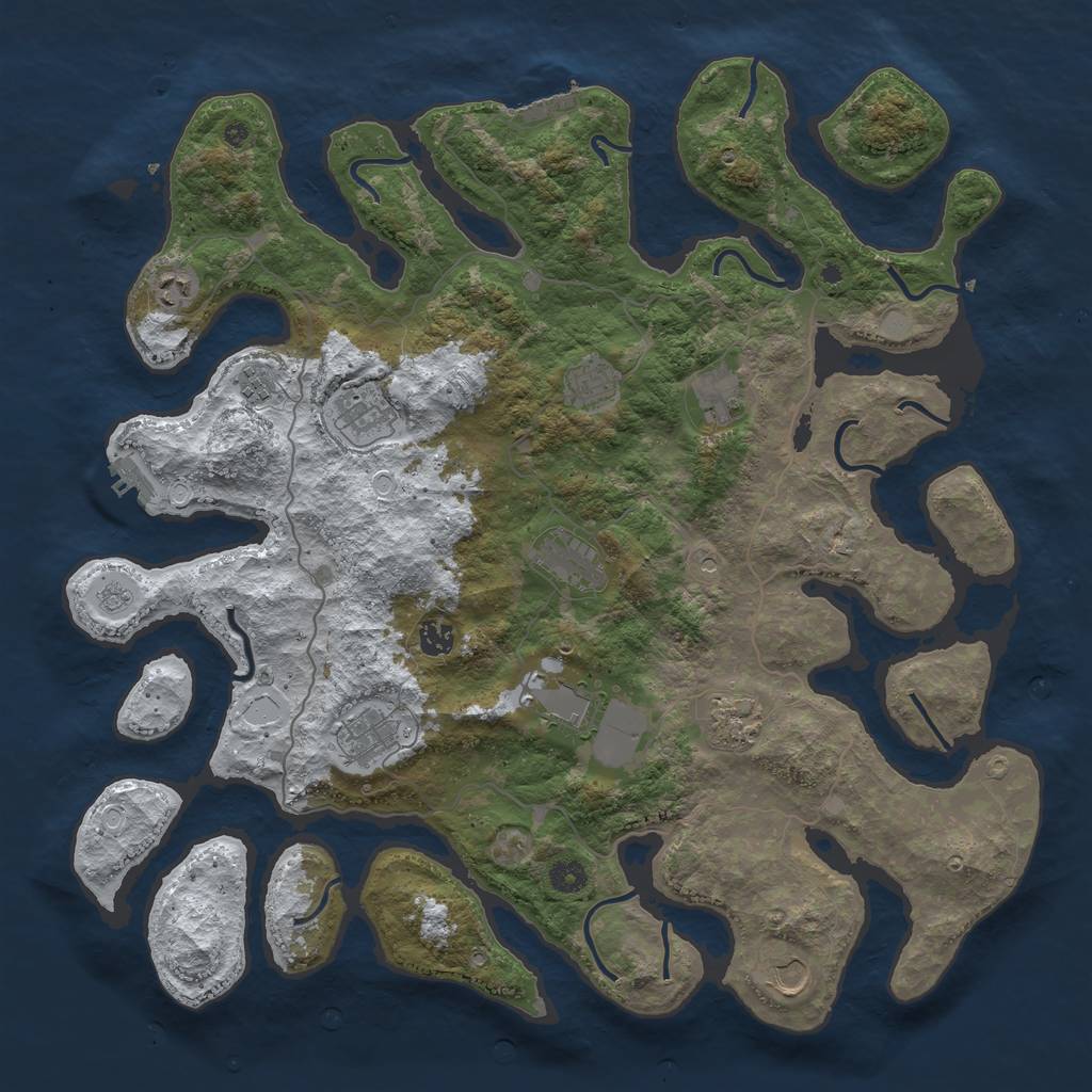 Rust Map: Procedural Map, Size: 4500, Seed: 5777836, 20 Monuments
