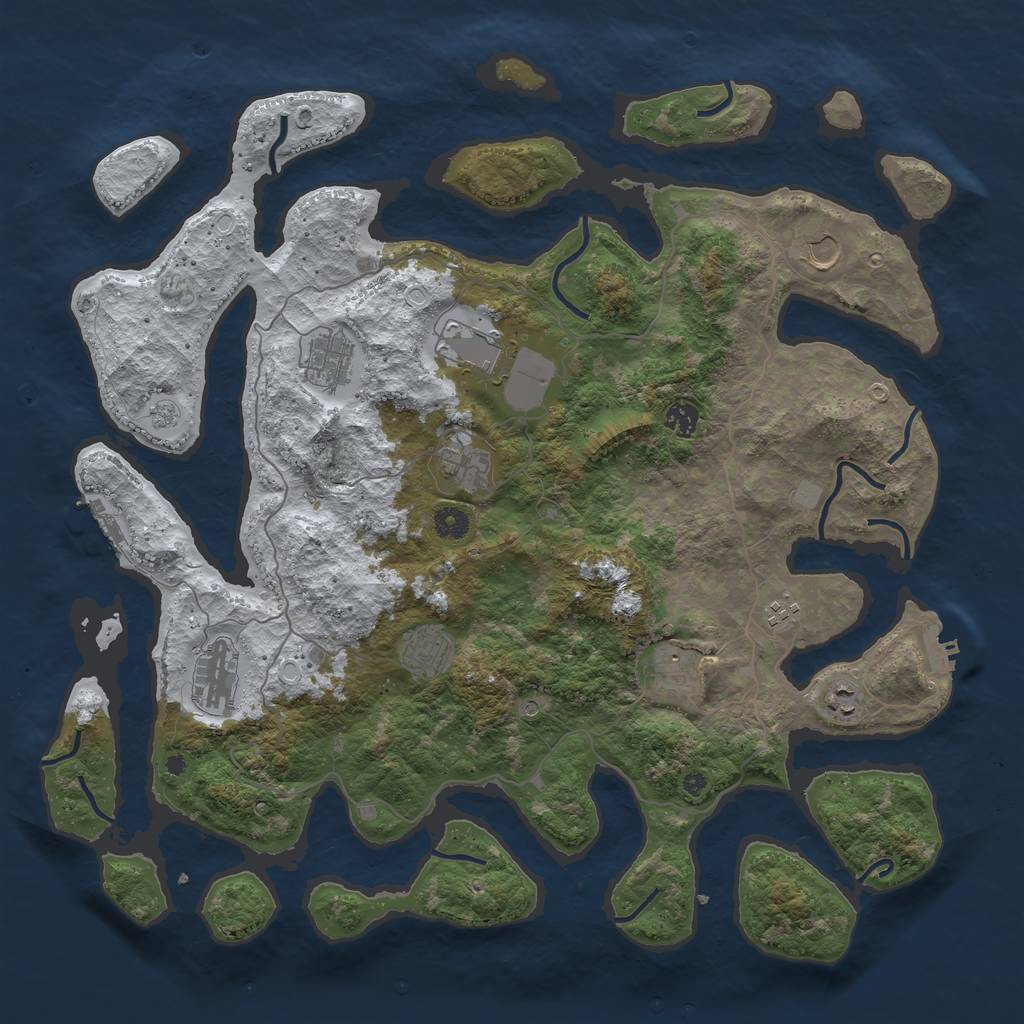 Rust Map: Procedural Map, Size: 4500, Seed: 1395193, 19 Monuments