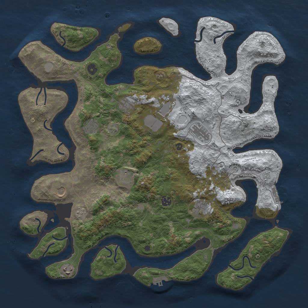 Rust Map: Procedural Map, Size: 4500, Seed: 2628343, 19 Monuments