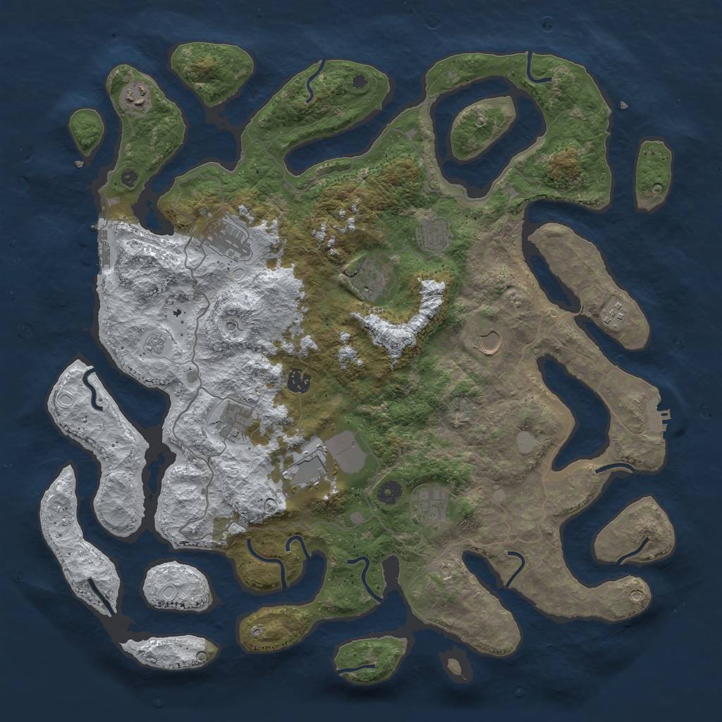 Rust Map: Procedural Map, Size: 4500, Seed: 3274272, 19 Monuments