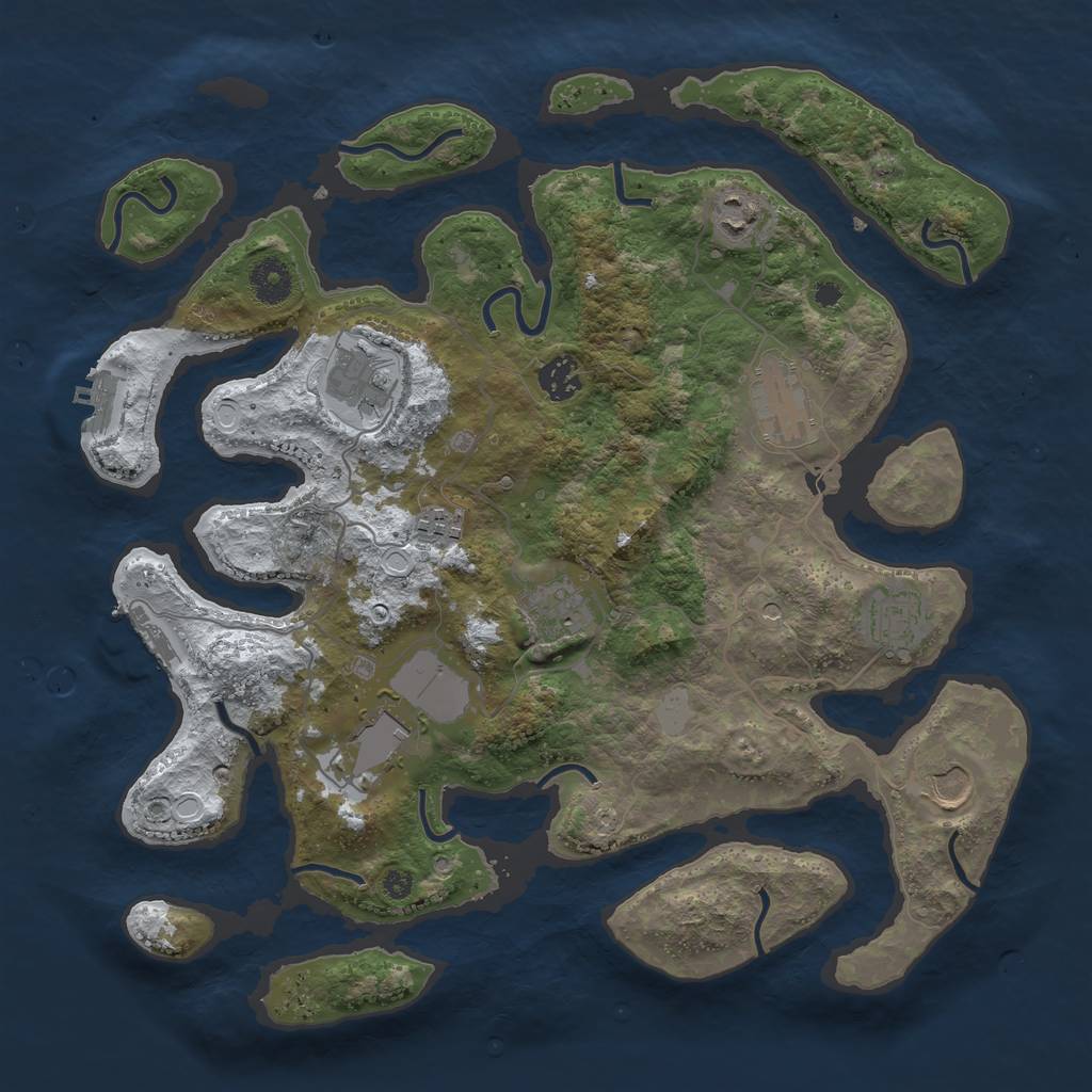Rust Map: Procedural Map, Size: 3750, Seed: 857378078, 17 Monuments