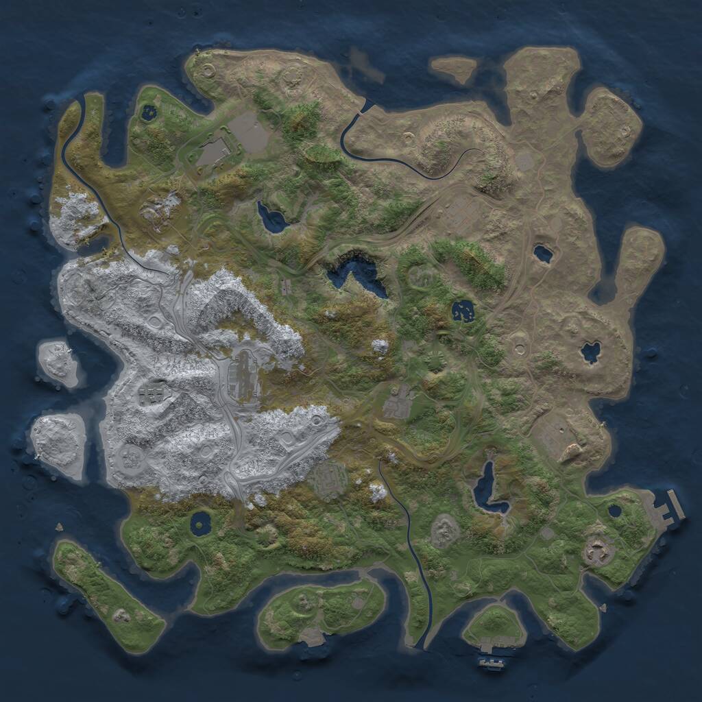 Rust Map: Procedural Map, Size: 4500, Seed: 2382560, 16 Monuments