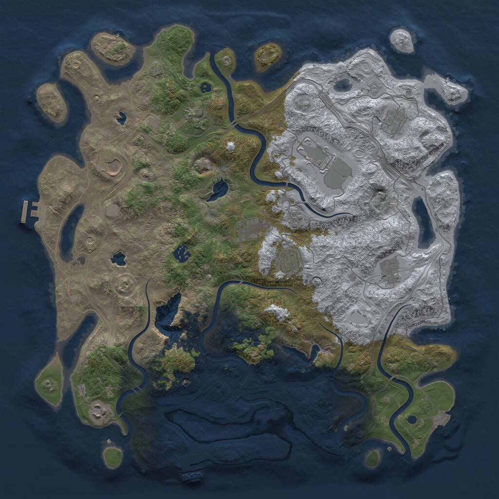 Rust Map: Procedural Map, Size: 4500, Seed: 2791158, 16 Monuments