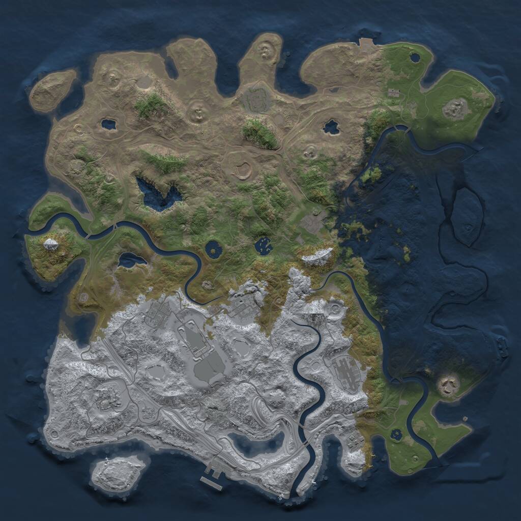 Rust Map: Procedural Map, Size: 4500, Seed: 3633804, 17 Monuments