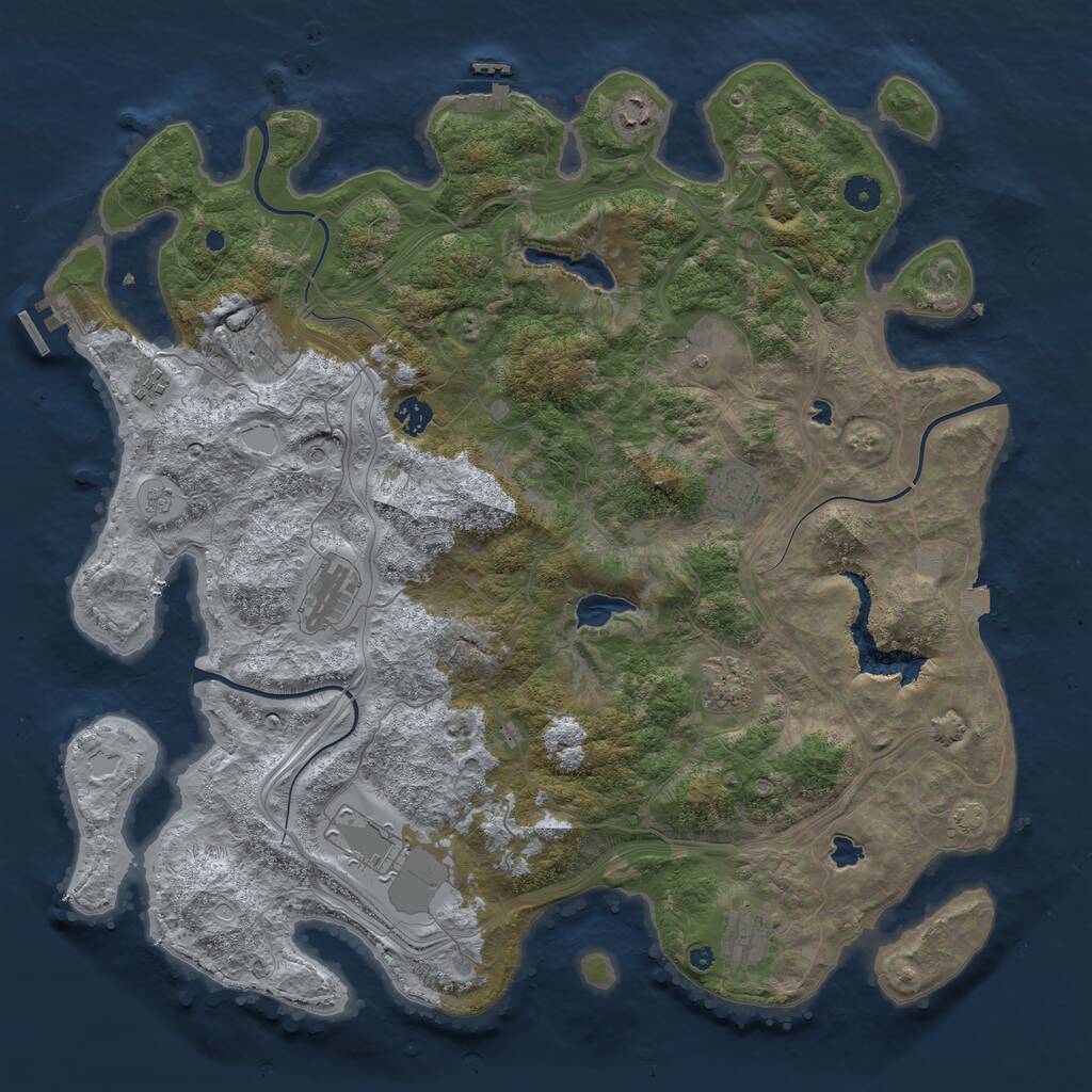 Rust Map: Procedural Map, Size: 4500, Seed: 2776655, 16 Monuments