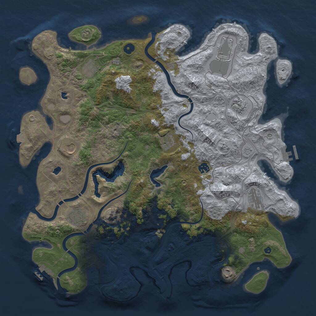 Rust Map: Procedural Map, Size: 4500, Seed: 2884366, 16 Monuments