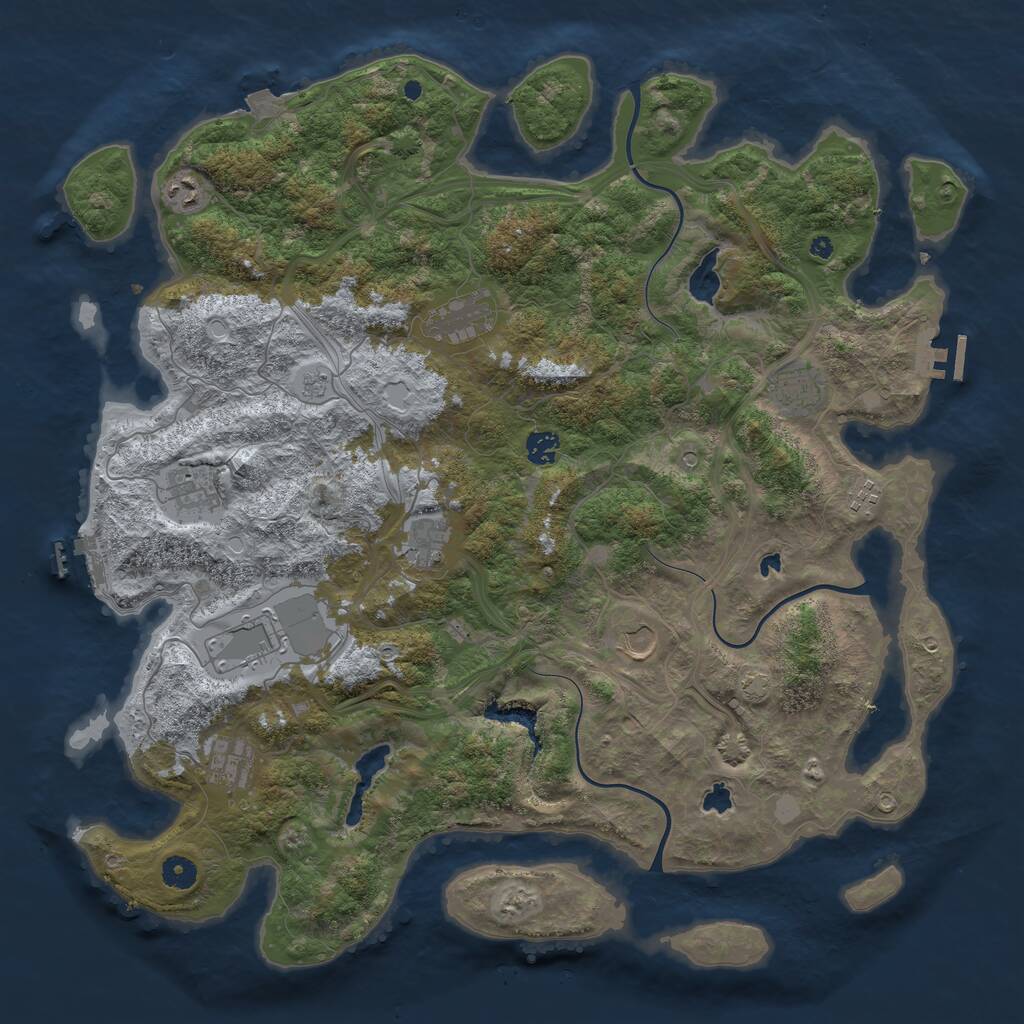 Rust Map: Procedural Map, Size: 4500, Seed: 2574721, 16 Monuments