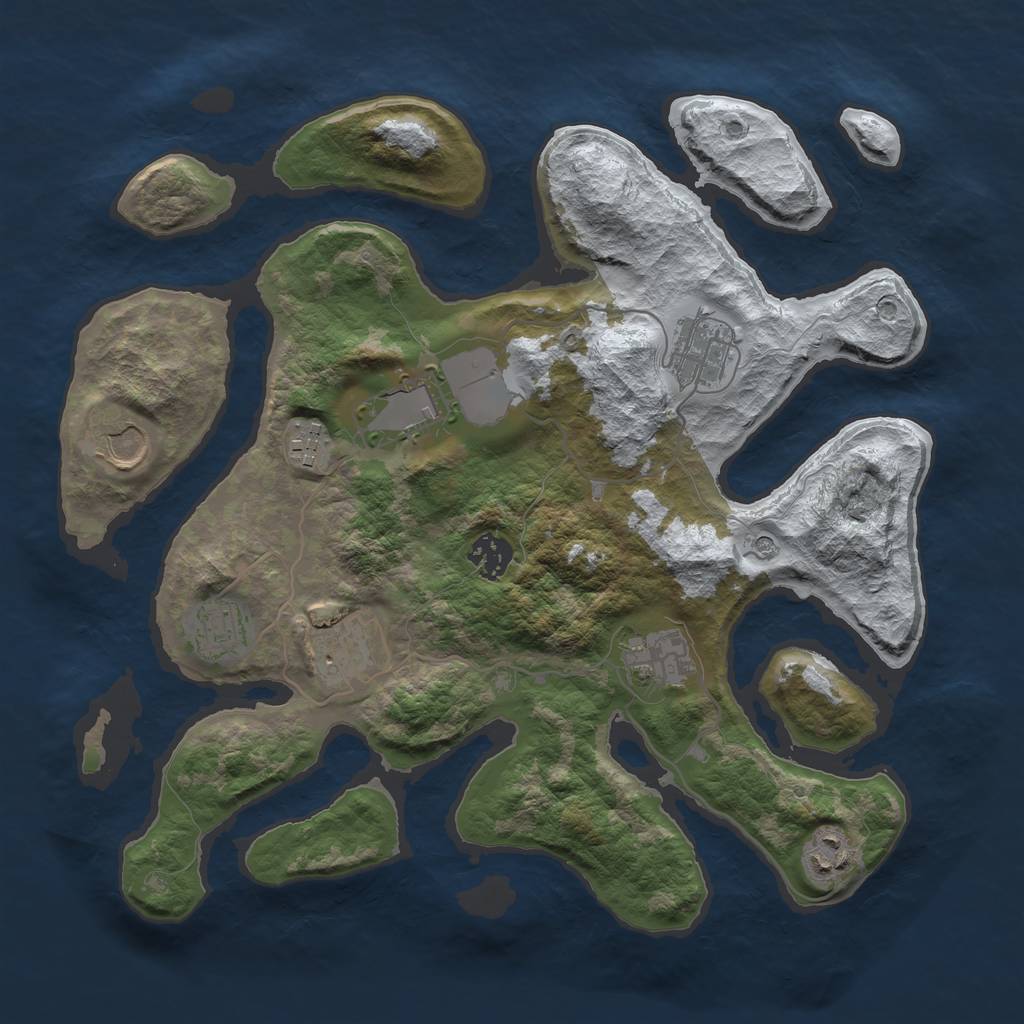 Rust Map: Barren, Size: 3500, Seed: 1087773, 12 Monuments