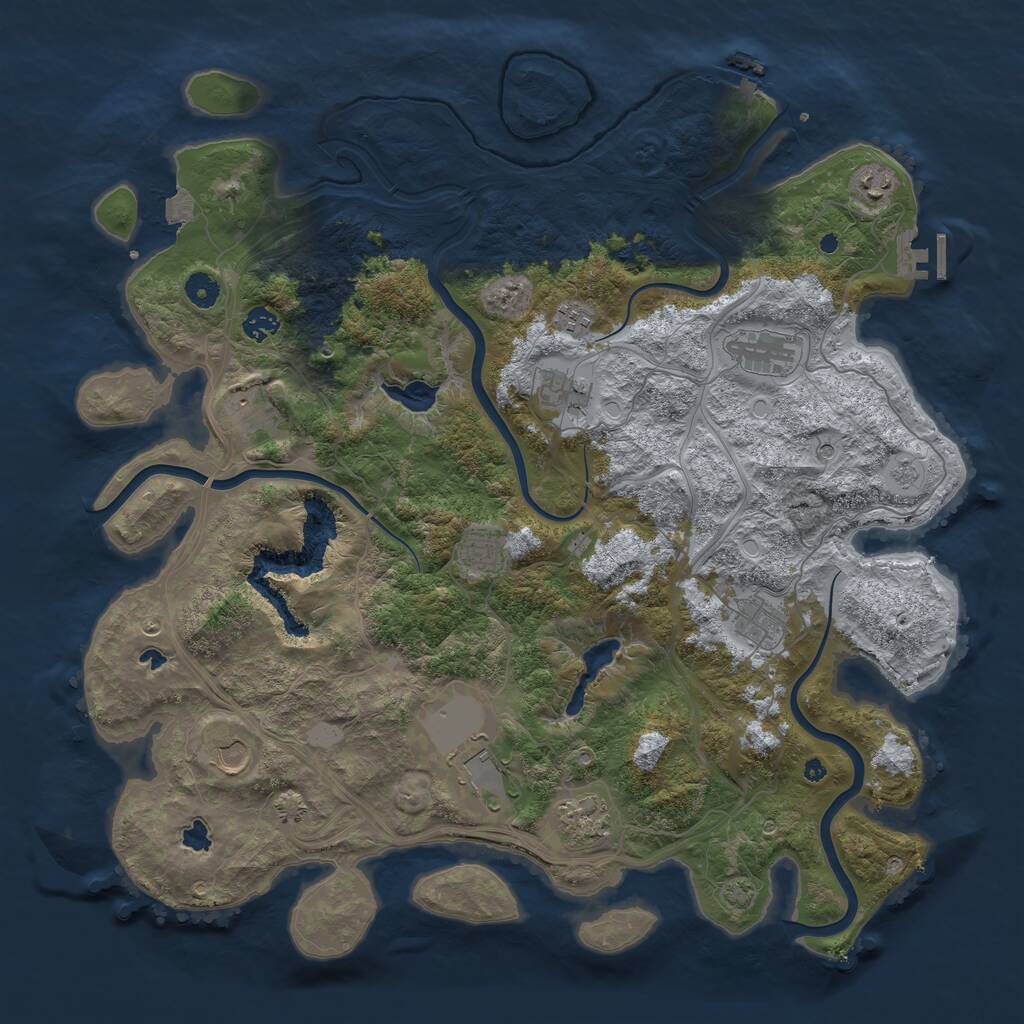Rust Map: Procedural Map, Size: 4500, Seed: 3724844, 17 Monuments