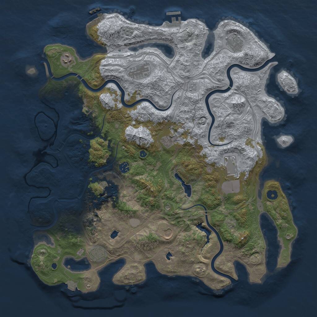 Rust Map: Procedural Map, Size: 4500, Seed: 3861277, 16 Monuments
