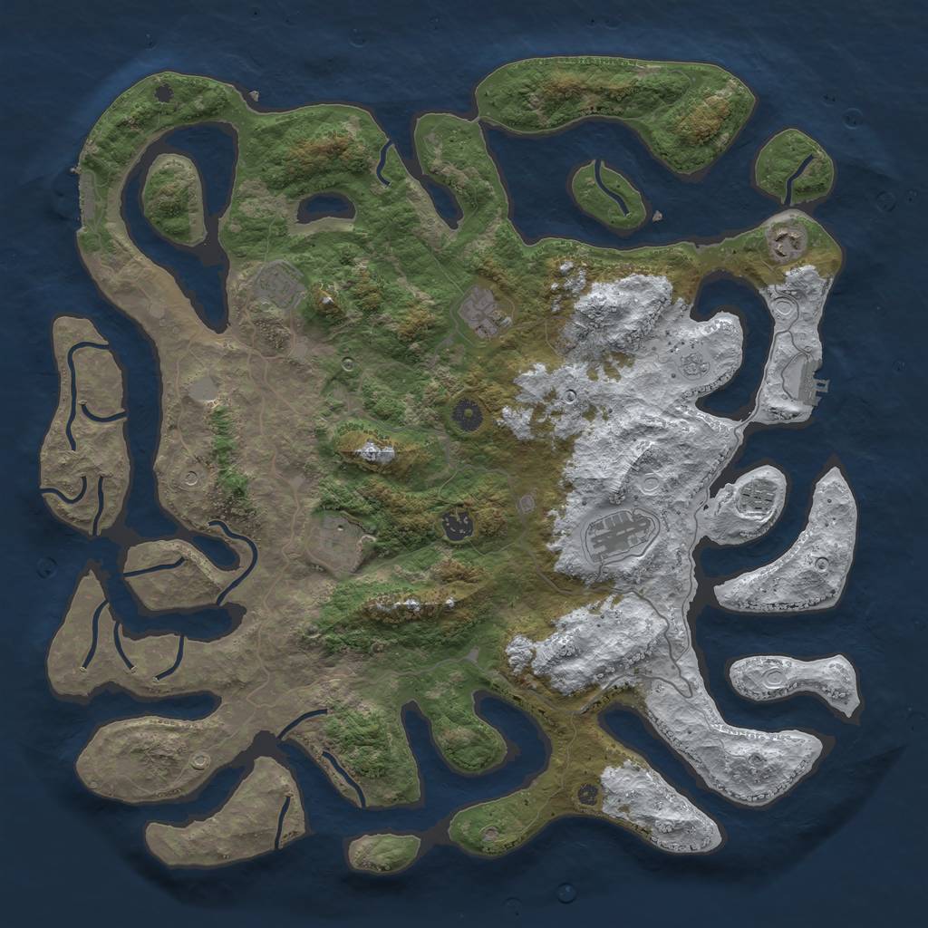 Rust Map: Procedural Map, Size: 4500, Seed: 5881439, 16 Monuments
