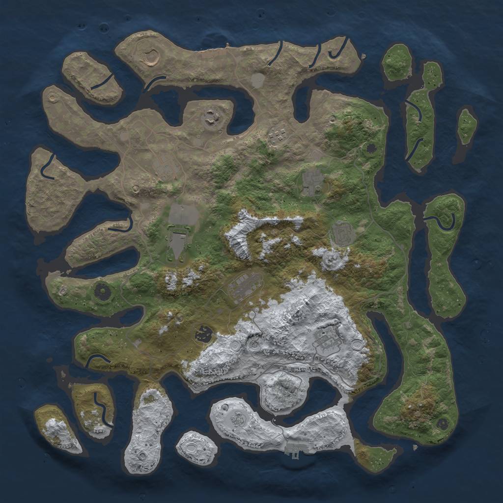 Rust Map: Procedural Map, Size: 4500, Seed: 85229, 19 Monuments