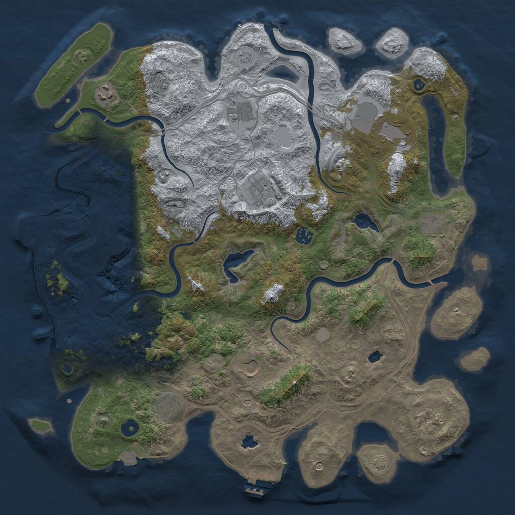 Rust Map: Procedural Map, Size: 4500, Seed: 3091355, 16 Monuments