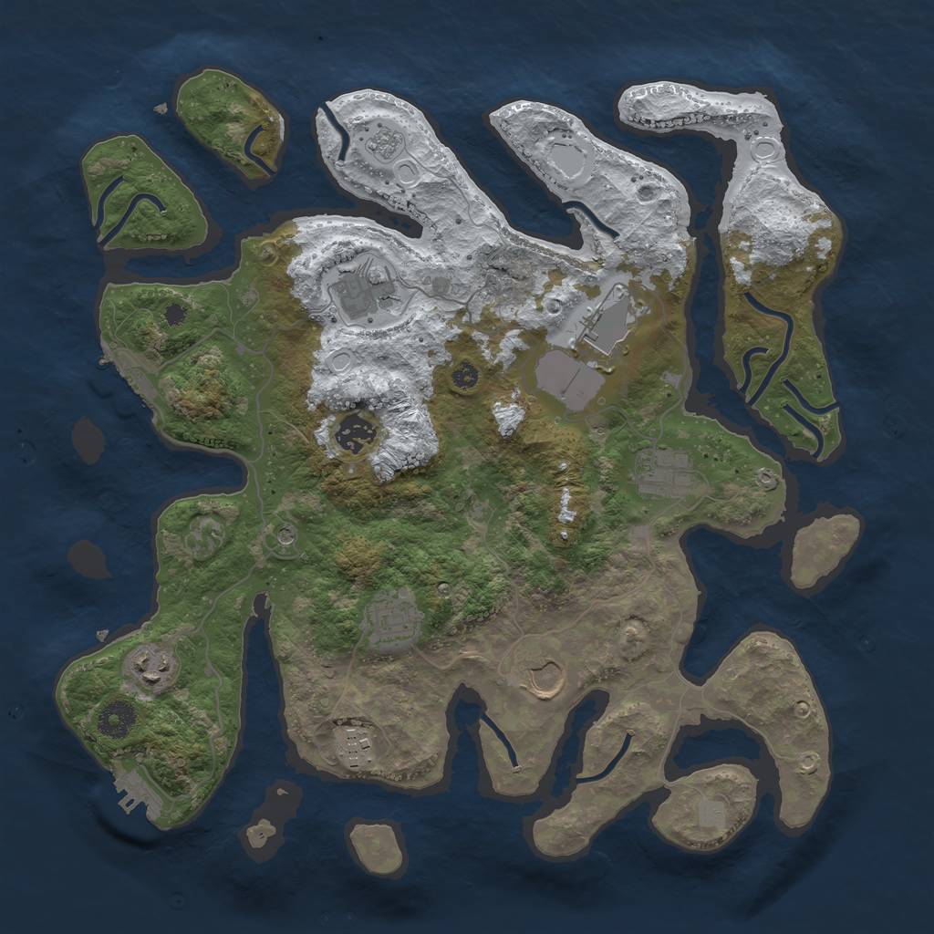 Rust Map: Procedural Map, Size: 3700, Seed: 3188312, 17 Monuments