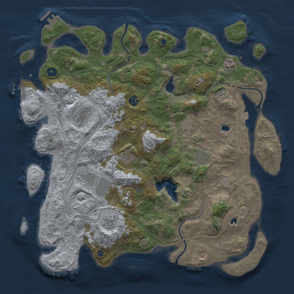 Rust Map: Procedural Map, Size: 4500, Seed: 45676, 16 Monuments