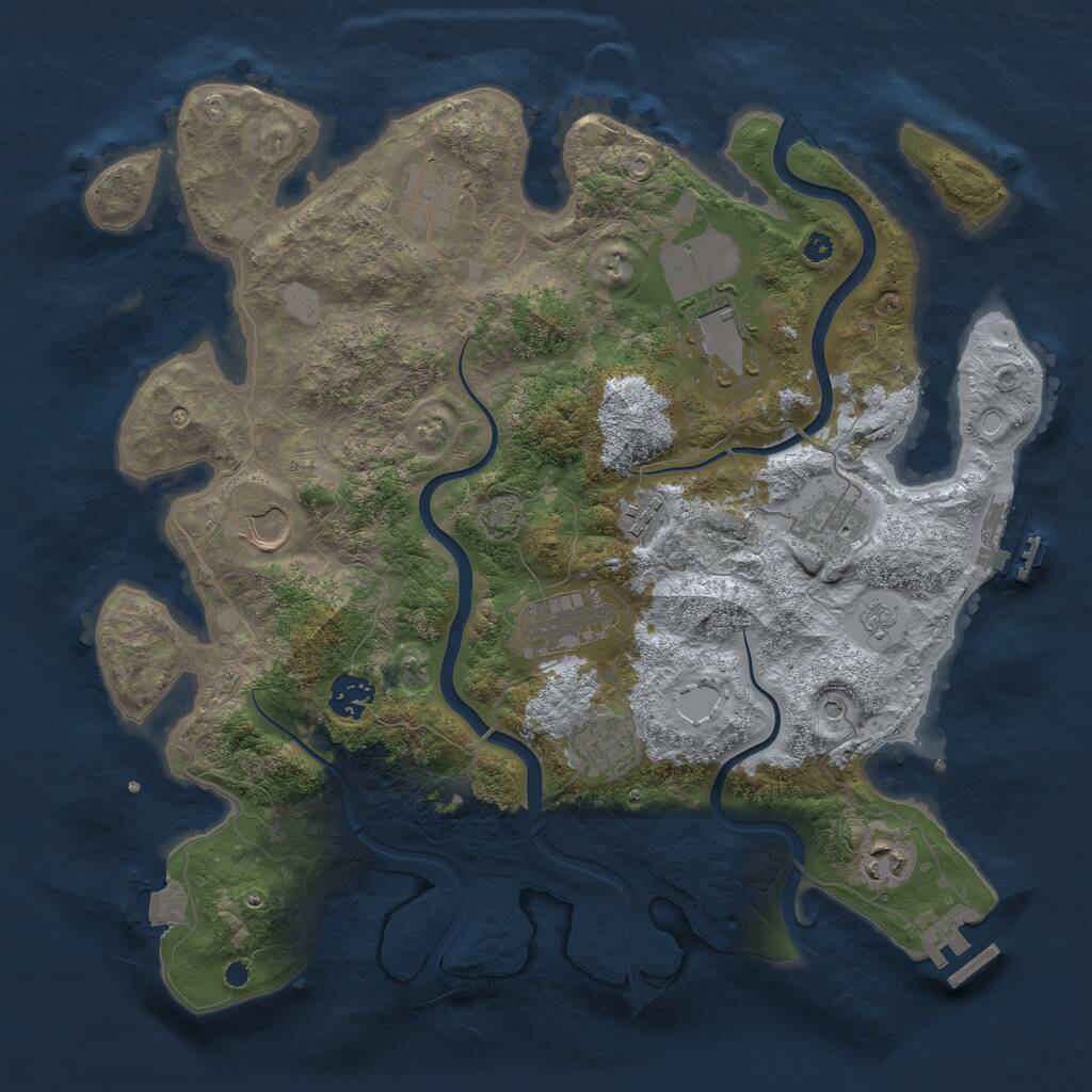 Rust Map: Procedural Map, Size: 3700, Seed: 2968859, 15 Monuments