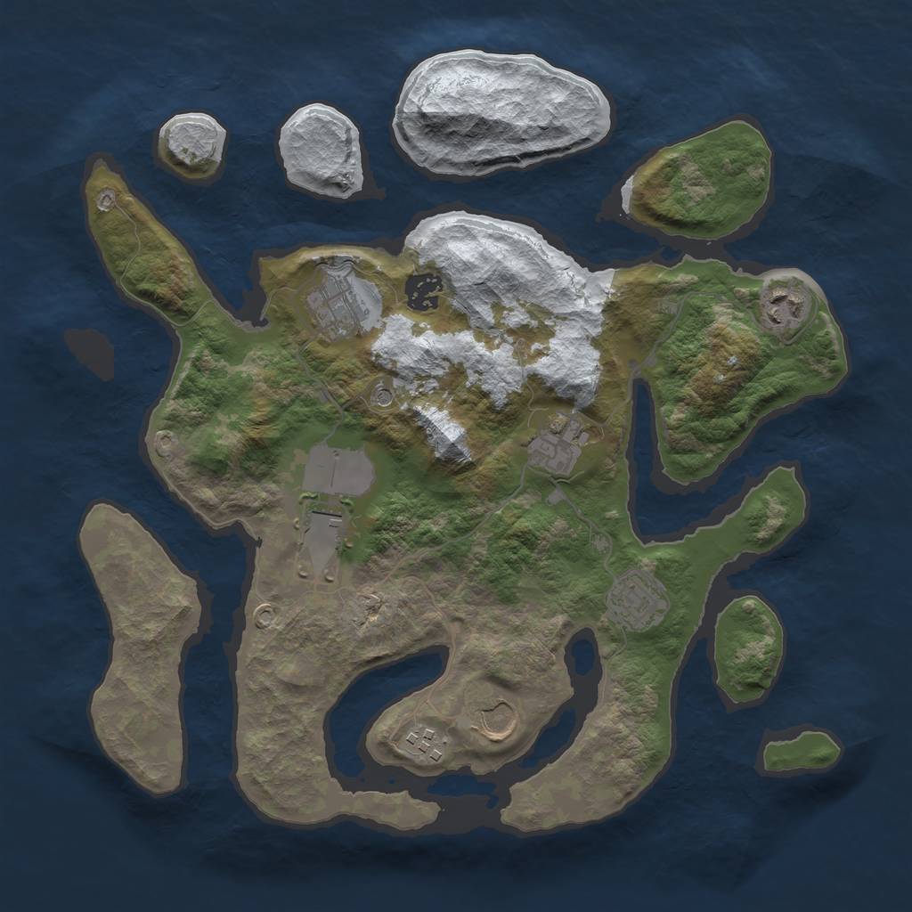 Rust Map: Barren, Size: 3500, Seed: 3925557, 11 Monuments